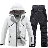 Unisex-Skianzug im zweiteiligen set | winterlicher funktionstil – Weiß / Schwarz