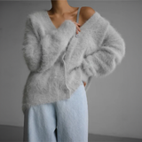 Gisela | Luxus Cardigan – Platin Grau
