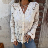 Charlotte™ Strickjacke aus floralem Häkelmuster mit veredeltem, handwerklichem Finish – Beige