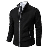 Yitzhak - Lässige Strickjacke Mit Stehkragen – Schwarz