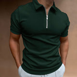 Evan – Zip-Poloshirt mit moderner Linie – Grün
