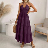 Solara Breeze™ Kleid Mit Halterneck-Ausschnitt und Weitem Stufenrock – Lila