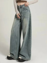 Damen Stilvoll Baggy Jeans | Hohe Taille – Grau