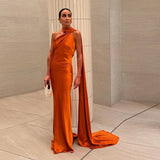 Lucila - Hals Halfter Maxikleid – Orange