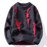 Samir – Patchwork Strickpullover – Rot