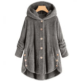 Stylische Fleece Jacke für Damen | Mit Kapuze – Dunkelgrau