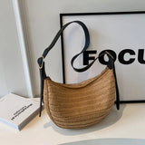 Damen Strohtasche Sommer – Handgemachte Boho Strandtasche mit Reißverschluss – Schwarz