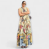 Elegantes Plissiertes Langarmkleid – Bunt