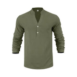 Orvian™ Hemd aus Premium-Leinen mit Minimalistischem Henley-Kragen – Olivgrün