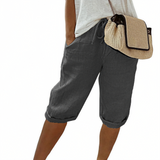 Aaliyah - Damen Shorts mit Bindegürtel – Grau
