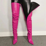 Damen-Overknee-Stiefel | Hohe Absätze – Rosa