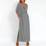 Mariah - Klassisches Maxi-Kleid – Hellgrau (Fast ausverkauft)