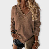 Feline | Kuscheliger Pullover mit V-Ausschnitt – Braun