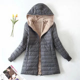 Damen Winter Fleece Jacke | Mit Kapuze – Grau