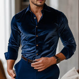 Kalana - Stylisches Langarm Hemd Mit Kragen – Blau