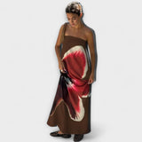 Elegantes schulterfreies ärmelloses Maxikleid – Braun