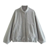 Cozzina – übergroße, grob gestrickte jacke – Hellgrau