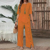 Celinor™ Set Mit Fließender Bluse und Marlenehose – Orange