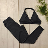 2-Teiliges Luxus Yoga Set Für Frauen – Sportbekleidung – Schwarz