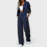 Ernora – Zweiteiler mit Blazer und Streifenmuster – Marineblau