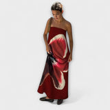 Elegantes schulterfreies ärmelloses Maxikleid – Kastanienbraun