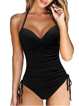 Modisches V-Ausschnitt Tankini-Set – Figurformende Bademode für Damen – Schwarz