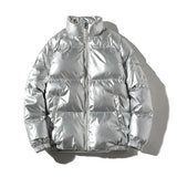 Herren Winterjacke Winddicht | Pufferjacke für Outdoor – Silber