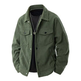 Herren-Cordjacke im langen schnitt | strukturdesign – Armeegrün