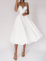 Kali - Elegantes Kleid mit V-Ausschnitt – Weiß