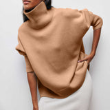 Estelle - Lockerer Rollkragenpullover – Dunkles Khaki