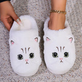 Kuschelige Damenpantoffel | Katzendesign – Weiß