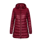 Damen Winter Daunen Jacke | Mit Kapuze – Weinrot