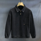 Elegantes langarm-herrenpolo - bequem und stilvoll – Schwarz
