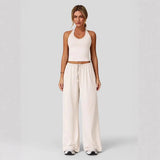 Lunary™ Set Mit Minimalistischem Top und Fließender Pantalonhose – Apricot