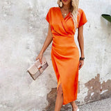 Festliches Midikleid für Damen | Hochzeitsgast – Orange