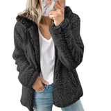 Damen Lässiges Kapuze Jacke | Warme – Schwarz