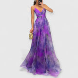 Giselle | Maxi Kleid Premium Blumenmuster – Lila