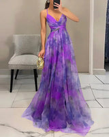 Giselle - Fesselndes Floral-Maxikleid – Lila
