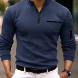 Jonas - Herrenpullover mit Viertelreißverschluss – Marineblau