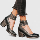 Eleanor | Orthopädische Vintage-Heels mit Knöchelriemen – Schwarz