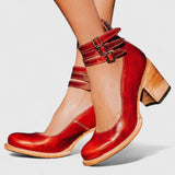 Eleanor | Orthopädische Vintage-Heels mit Knöchelriemen – Rot