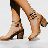 Eleanor | Orthopädische Vintage-Heels mit Knöchelriemen – Braun