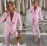 Lyla | Figurbetont Anzug Zweiteiliges Set – Hell Rosa