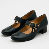 Jane | Ledersandalen mit Verschluss – Schwarz