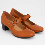 Jane | Ledersandalen mit Verschluss – Orange