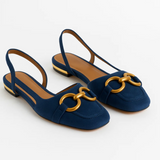 Novara | Slingback Flache Schuhe – Blau