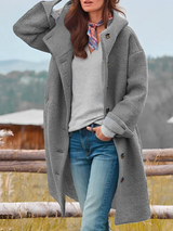 Bellavento – übergrobe bouclé-jacke mit knopfverschluss – Grau