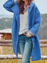 Bellavento – übergrobe bouclé-jacke mit knopfverschluss – Blau