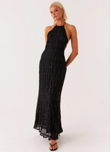 Juliana | Neckholder Transparent Maxikleid – Schwarz