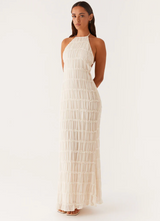 Juliana | Neckholder Transparent Maxikleid – Weiß